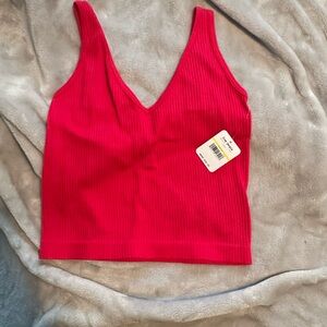 Free People Vibrant Red Ribbed Tank Top